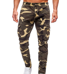 Wholesale Custom Men's Cargo Pants Long Joggers Large Side Pockets Canvas Lightweight Eco-Friendly Mid Waist Light Wash Straight - Product Image 1