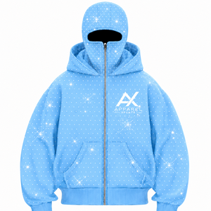 เสื้อฮู้ดบาลาคลาวาแบบซิปเต็มตัว ประดับคริสตัลทั่วตัว พรีเมียม ผ้าฝ้ายฟลีซทรงโอเวอร์ไซส์ สตรีทแวร์  รับสกรีนโลโก้ - Product Image 3