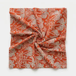 Finest Embroidered Red Cotton Schiffli Eyelet Fabric with White Tropical Palm <b>Tree</b> Embroidery for Resort Wear and Cushion Covers - Product Image 5