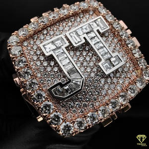 Lab Grown Diamond Custom <b>Initial</b> JT Championship <b>Ring</b> Rose Gold Iced Out Signet <b>Ring</b> Luxury Hip Hop Men's Statement <b>Ring</b> - Product Image 4