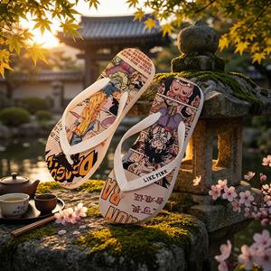 Printed Men and Women Customized EVA Rubber Flip Flops Glued Pattern High Quality Outdoor <b>Slippers</b> From Vietnam - Product Image 1