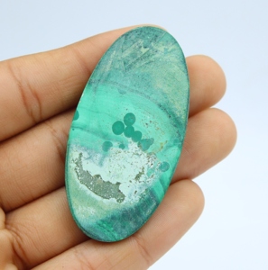 Cabujón de malaquita natural colgante, forma ovalada, tamaño de piedra preciosa 60X31X5MM para la fabricación de joyas, precio al por mayor. - Product Image 3