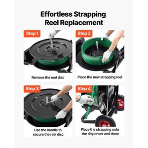 Carrello Dispenser per Nastri di Imballaggio Resistenti 8-16 Core in PET/PP/Poliestere, Attrezzato per Bobine - Product Image 5