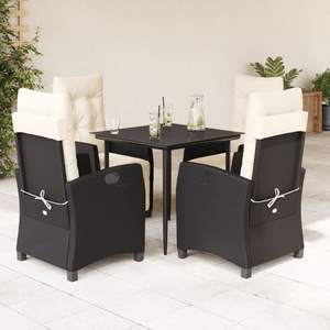 Conjunto de Comedor para Jardín Mediano en Ratán PE Negro, Crema y Blanco, Colección de Ratán PE Elegante y Duradera - Product Image 1