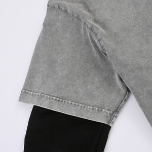 Professional High Quality Acid Wash Grey <b>Black</b> Layered Oversized Crewneck <b>Long</b> Sleeve Cotton Wear Men Double Layer <b>T</b>-<b>Shirt</b> - Product Image 3