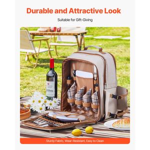 Mochila de Picnic para Playa con Compartimento Refrigerante Aislado para 4 Personas, con Porta Botellas/Vino Desmontable, Ligera - Product Image 4