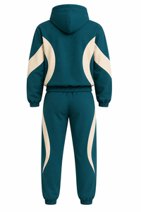 Ensemble de survêtement OEM pour homme, style vintage minimaliste, en polaire respirant, avec veste à capuche et pantalon droit assorti, design tissé - Product Image 5