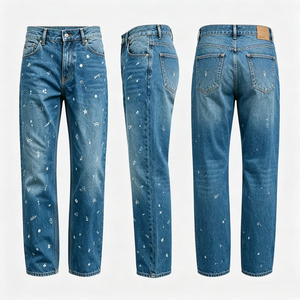 Nuevos Jeans de Hombre Estilo Hip Hop de Primavera, Pantalones Anchos Rectos con Bordado, Parches y Tejido - Product Image 1