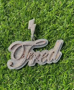 Colgante de Lujo Personalizado con Nombre en Letra Cursiva, Chapado en Oro, con Moissanita, para Mujer, Estilo Hip Hop, Plata de Ley 925 - Product Image 2