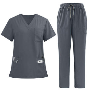 OEM Unisex Denim Short Sleeve <b>Scrub</b> <b>Sets</b> with Custom Logo High-quality Cotton Blends Needle Detection for Hospital Use - Product Image 5