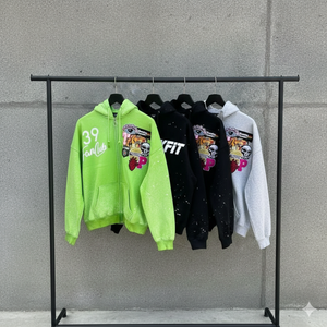เสื้อฮู้ดปักลาย มีหลายสีให้เลือก ผ้าเฟรนช์เทอร์รี่เนื้อหนา สไตล์วินเทจ สีซีดแบบซันเฟด ซิปหน้า ใส่ได้ทั้งผู้ชายและผู้หญิง - Product Image 4