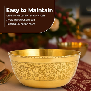Bol de service traditionnel en laiton poli, petit et luxueux, fait main, durable, pour fruits secs, collations, condiments, desserts, Puja, maison - Product Image 6