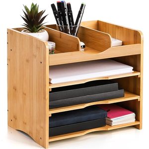 Organizador de Escritorio de Bambú Ecológico Personalizado, Bandeja para Cartas de un Solo Nivel, Organizador de Correo, Divisor de Diseño Moderno, 32x30x30cm - Product Image 3