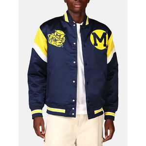 Men's <b>Winter</b> High Quality Satin Bomber <b>Jacket</b> College Style Streetwear <b>Waterproof</b> Plus Size Front Logo High Street Fashion - Product Image 1