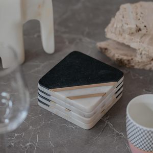 Posavasos de Mármol con Incrustaciones de Latón, Posavasos Redondos para Tazas de Té, Tazas de Café y Vasos - Product Image 3