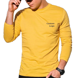 Camiseta de Manga Larga para Hombre, 100% Algodón, Corte Ajustado, Color Sólido, Estilo Vintage Informal, Cuello Redondo, Diseño Liso, Personalizable en la Parte Delantera, Lavada - Product Image 4