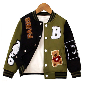 Customized Boys Unisex Winter Windproof Super Thick Loose Fit Chenille Patch Work <b>Baseball</b> Varsity <b>Jackets</b> <b>Kids</b> Casual Wear - Product Image 1