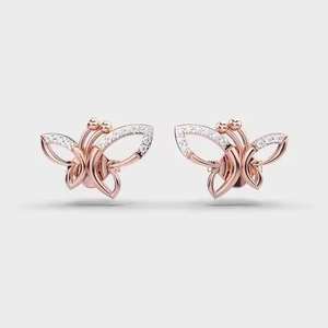 Boucles d'oreilles en forme de fleur de diamant étincelant de qualité supérieure pour femmes, bijoux en argent sterling, vente en gros disponible en grande quantité - Product Image 2