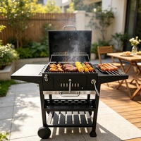 Barbecue au charbon de bois en acier inoxydable pour l'extérieur, avec table latérale, pour le camping, les barbecues, les pique-niques et la maison