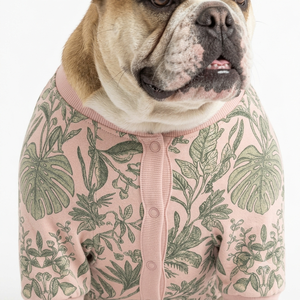 Pink Tropical Leaf <b>Print</b> Dog Jumpsuit Cotton Comfortable All Seasons Pet <b>Clothes</b> - Product Image 6