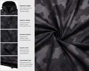 Veste d'hiver pour homme, camouflage, à capuche, matelassée, imperméable, coupe-vent, isolante thermiquement, décontractée, zippée, pour la randonnée et le camping - Product Image 5