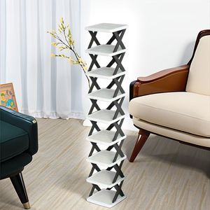 Scarpiera Compatta e Leggera a 9 Livelli, Gabbia Salvaspazio Alta e Stretta per 9 Paia, per Corridoio e Bagno, Armadio Portascarpe Impilabile - Product Image 1