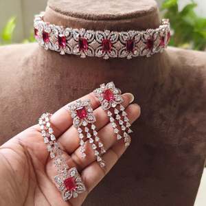 14K Gold Plated Designer Bridal Earring and Choker Set for Daily Wear - Product Image 1