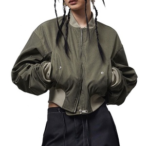 Latest Streetwear Y2K Fashion Winter Canvas Cropped Bomber Jackets Women OEM Custom Personalized Designs <b>Hip</b> Hop Vintage Quick - Product Image 5