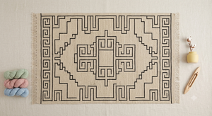 Tapis artisanal Kilim géométrique en laine et acrylique, écologique, tufté à la main, rectangulaire, pour salon, à poils moyens, avec envers en latex - Product Image 3