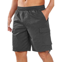 Shorts décontractés pour hommes personnalisés OEM, logo frontal, 100% coton satiné 320g, tissé respirant, taille mi-haute, taille élastique unie, vente en gros