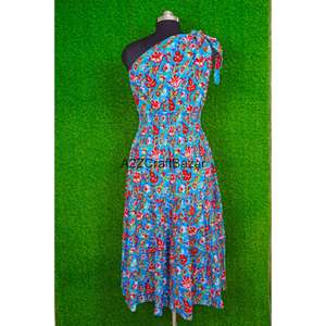 Vestido Midi Elegante de un Solo Hombro, 100% Algodón Puro, Estampado, Cómodo, para Fiestas, Playa, Bodas, para Mujer - Product Image 6