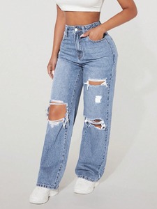 Women's Winter Denim Jeans Casual 100% Cotton Custom OEM Service Luxury Street Wear - Product Image 3