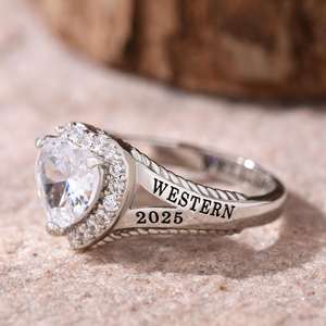 Anillo de Graduación Universitario Personalizado BOJ School Ring 060, Anillo de Colegio Secundario para Ella, con Piedra de Nacimiento, Plata 925, ¡Oferta! - Product Image 3