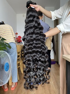 Extensions de cheveux humains Remy pour femmes, mèches de cheveux vierges cambodgiens naturels, vague naturelle, boucles d'ananas, double trame machine - Product Image 3