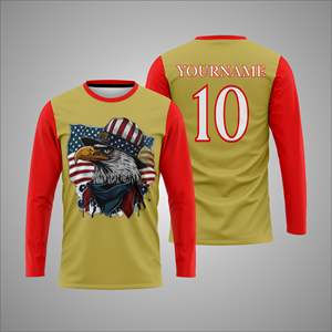 Camiseta deportiva de manga larga con sublimación personalizada – Camiseta de entrenamiento atlético con impresión de número y nombre de equipo personalizados - Product Image 1