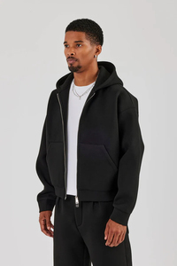 Sudadera Unisex Negra con Capucha y Cremallera, de Forro Polar, Ajuste Holgado, Color Liso, Ropa Casual de Invierno, Diseño con Bolsillos, Tejido Transpirable 100% - Product Image 5