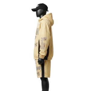 Ensemble short coupe-vent tissé premium pour homme en polyester respirant avec empiècements latéraux et logo – Grande taille - Product Image 3