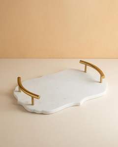Bandeja de Servir de Mármol con Asas Metálicas, Bandeja Decorativa de Lujo para Mesa de Centro, Cocina y Decoración del Hogar - Product Image 5
