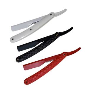 Red Black White Straight <b>Razor</b> With <b>Single</b> <b>Blade</b> For Barber Shop Face Shaving ABS Plastic Handle Stainless Steel <b>Blade</b> - Product Image 4