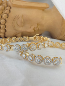 Round Cut Diamond <b>Bracelet</b> with Side Stones in White Gold Luxury Tennis <b>Bracelet</b> Elegant Wedding Party Anniversary Gift for Her - Product Image 4