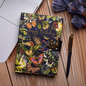 Happy Birthday Butterfly Journal | Printed Cardboard Hardcover <b>Notebook</b> | Floral & Butterfly <b>Diary</b> | 200 White Pages | 7x5inches - Product Image 4