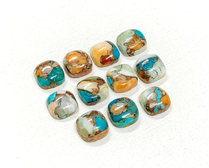 Cabujones de Turquesa Oyster Copper en Forma de Cojín, Piedra Preciosa de 8*8 mm, 100% NATURAL, para la Fabricación de Joyería a Precio de Mayoreo - Product Image 1