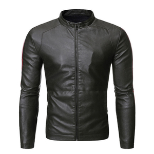 High Quality Customized Water Resistant Cow Leather <b>Jacket</b> Custom Color 100% <b>Slim</b> <b>Fit</b> Stand Collar Men's Leather <b>Jacket</b> - Product Image 3