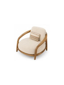 Fauteuil en bois moderne avec dossier confortable en lin, idéal pour le salon, la maison ou la terrasse. - Product Image 3