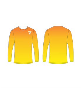 เสื้อยืดแขนยาวไล่เฉดสีส้มเหลืองสำหรับผู้ชาย เสื้อยืดคอกลมสีออมเบร เสื้อลำลองแนวสตรีทแวร์ เสื้อสำหรับออกกำลังกายและเล่นกีฬา - Product Image 1