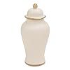 White Porcelain Teardrop Urn With Gold <b>Trim</b> Hermetic Lid Classical Style Pet Casket - Product Image 4