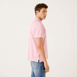 Men's <b>Pink</b> Short Sleeve <b>Polo</b> <b>Shirt</b> Cotton Pique Knitted Regular Fit Casual Solid Color Button Front Breathable Style - Product Image 2