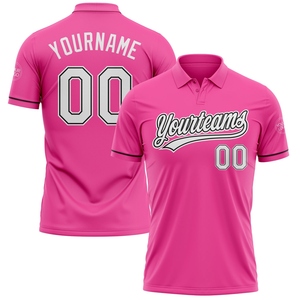 Venta al por Mayor Directa de Fábrica OMMIZ INDUSTRY, Camiseta de Golf de Alto Rendimiento Personalizada en Rosa, Blanco y Negro - Product Image 1
