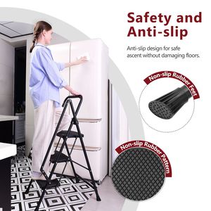 Sgabello leggero a quattro fasi impugnatura di sicurezza a pedale antiscivolo robusta scala multiuso in acciaio per ascensori da ufficio cucina - Product Image 6
