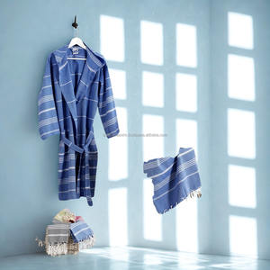 Robe de plage turque élégante grise pour femmes et hommes, en coton indien, manches longues et longueur genou avec franges, séchage rapide - Product Image 6